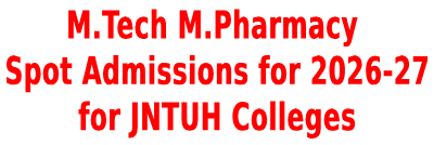 JNTUH_Collges M Tech M Pharmacy Spot Admissions Notification 2026-27